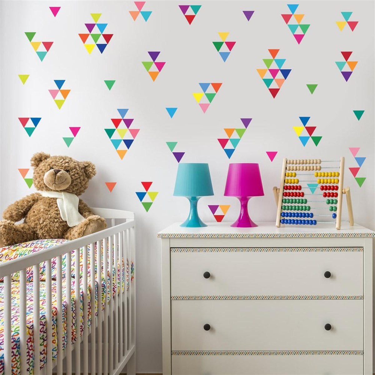 Dekor Loft Renkli Üçgen Çocuk Odası Duvar Sticker CS-610