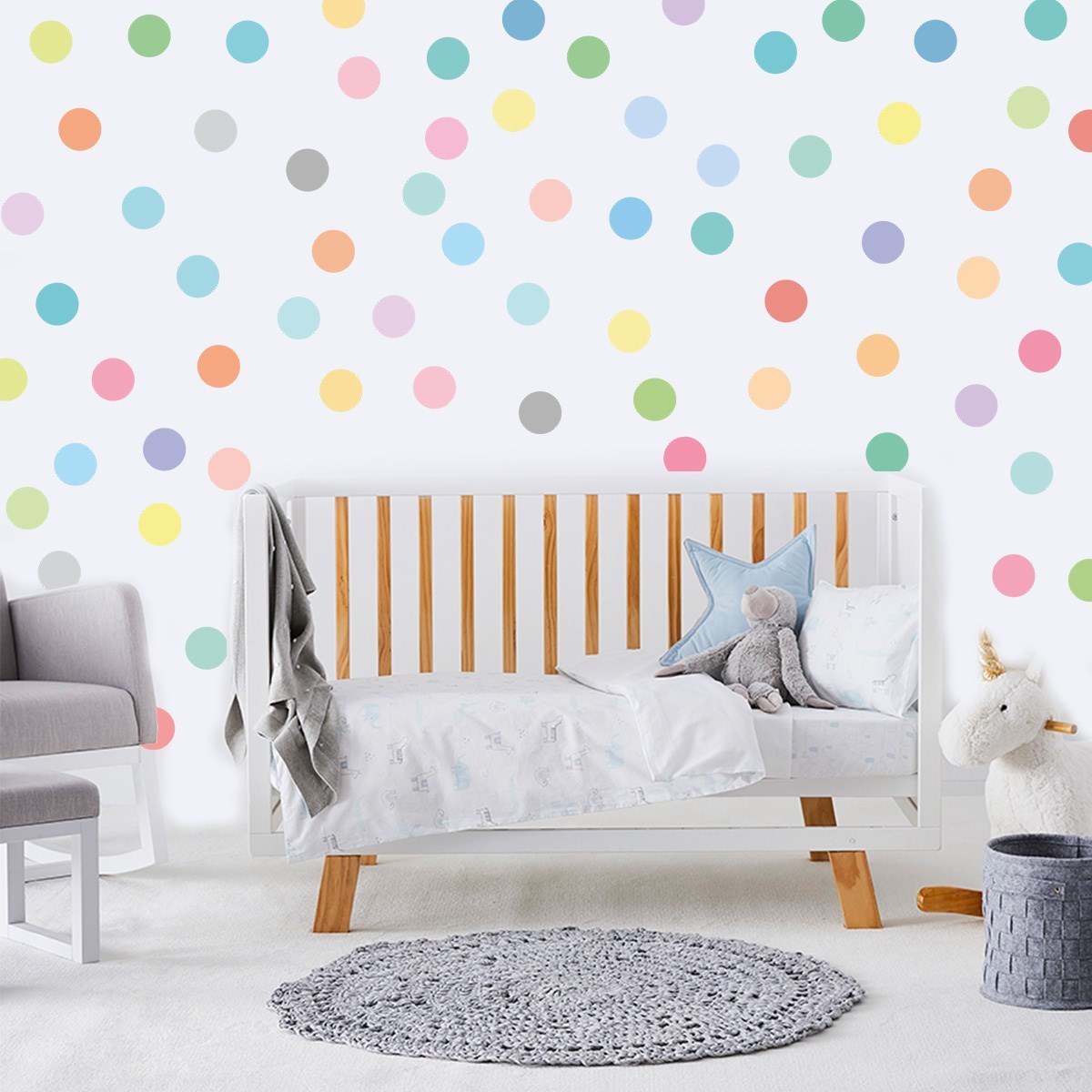 Dekor Pastel Puantiyeler Çocuk Odası Duvar Sticker CS-840