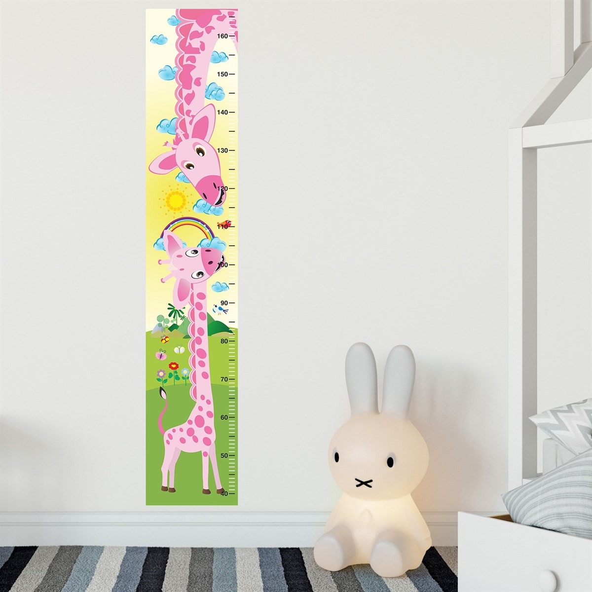 DekorLoft Anne ve Yavru Zürafa Boy Ölçer Sticker DBC3  Pembe