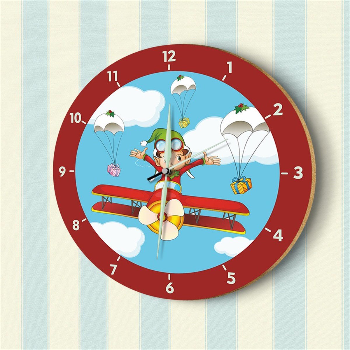 DekorLoft Çılgın Pilot Fosforlu Çocuk Odası Duvar Saati YFS-1444