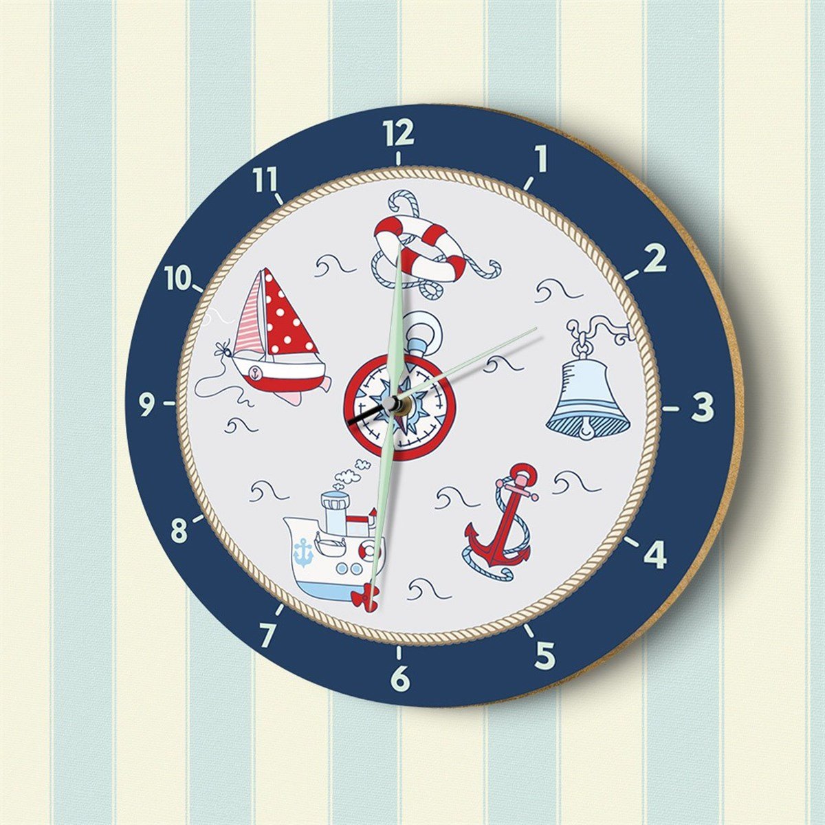 DekorLoft Denizci Fosforlu Çocuk Odası Duvar Saati YFS-1435