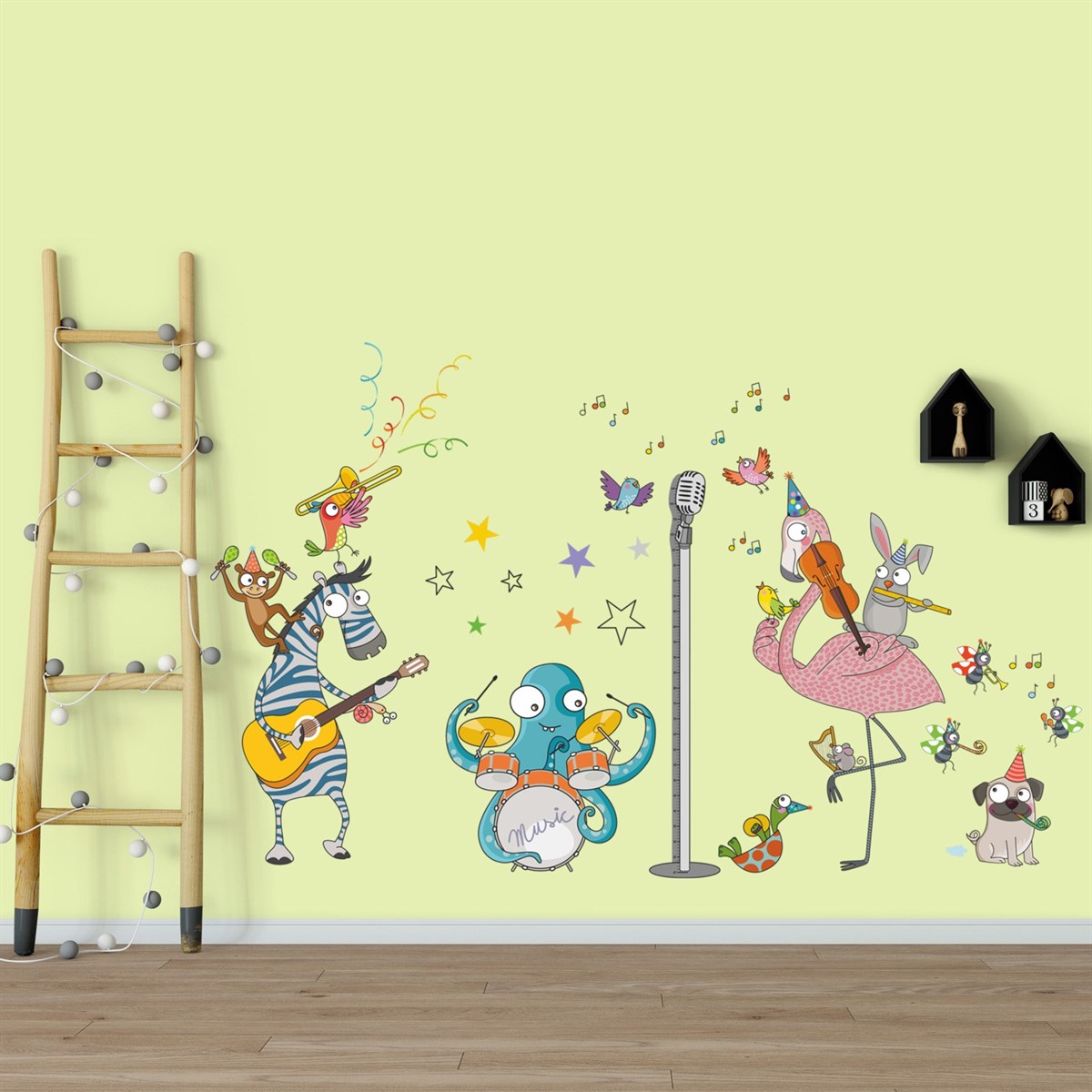 DekorLoft Müzik Arkadaşları Boy Ölçer Set Sticker DBC54