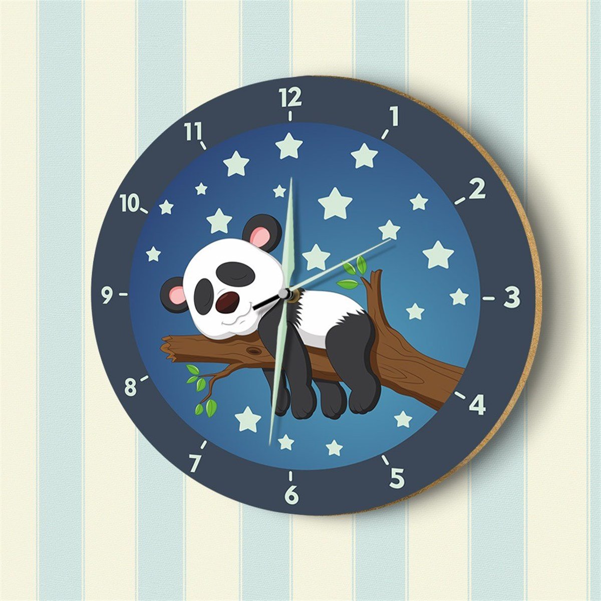 DekorLoft Uyuyan Panda Fosforlu Çocuk Odası Duvar Saati YFS-1448