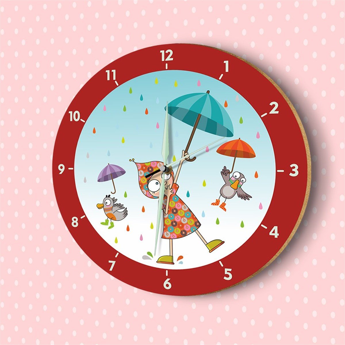 DekorLoft Yağmurlu Gün Fosforlu Çocuk Odası Duvar Saati YFS-1445