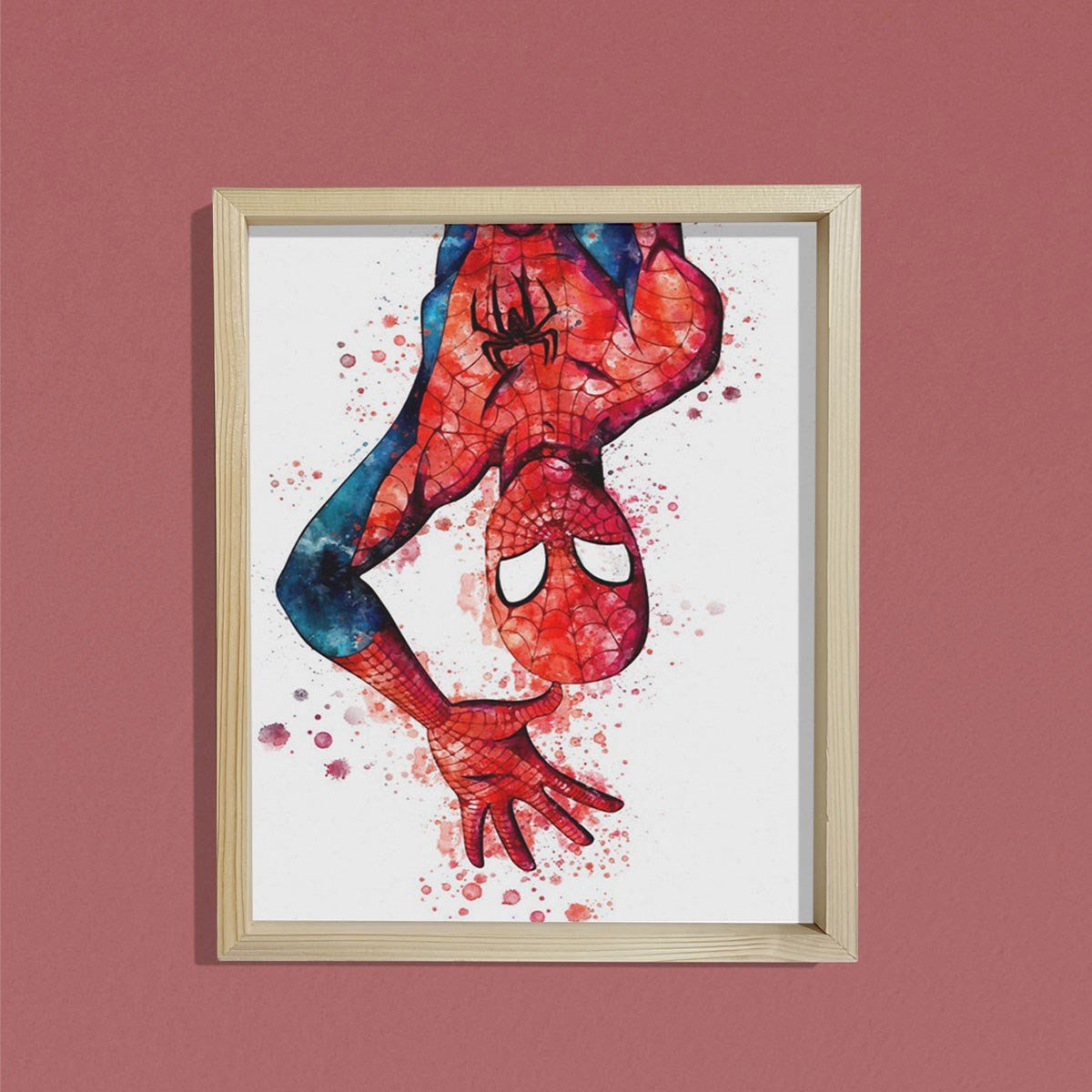 Doğal Çam Çerçeveli Bebek ve Çocuk Odası Duvar Tablosu Örümcek Adam