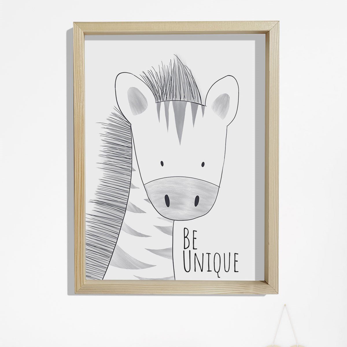 Doğal Çam Çerçeveli Bebek ve Çocuk Odası Duvar Tablosu Eşsiz Ol - Zürafa