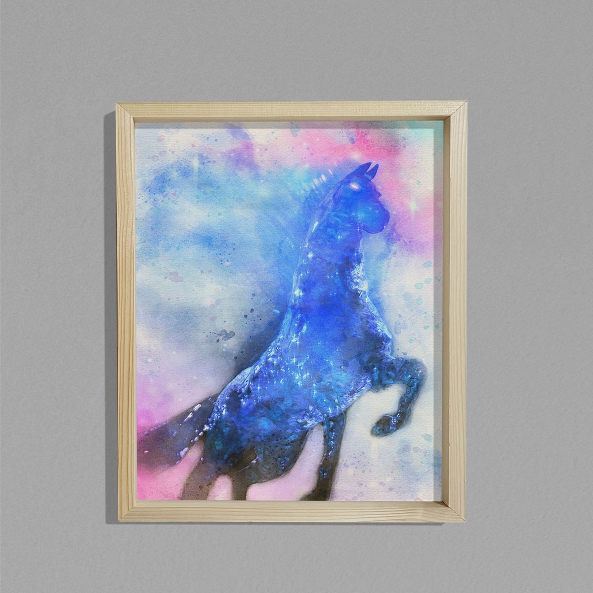 Doğal Çam Çerçeveli Bebek ve Çocuk Odası Duvar Tablosu Frozen Hourse