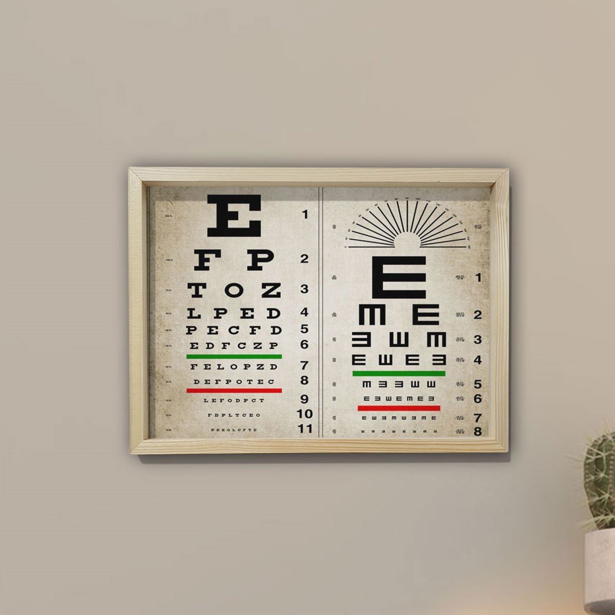 Doğal Çam Çerçeveli Doktor Odası Duvar Tablosu Antik Optometrist