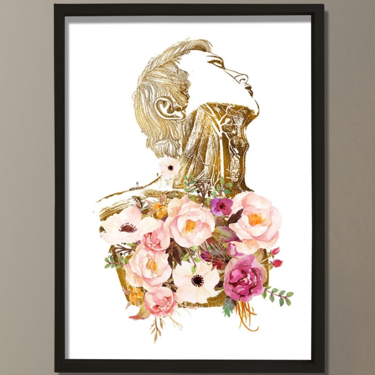 İnsan Boyun Anatomisi Sanatı, Boyun Damarları Baskısı, Doktor Odası Duvar Tablosu