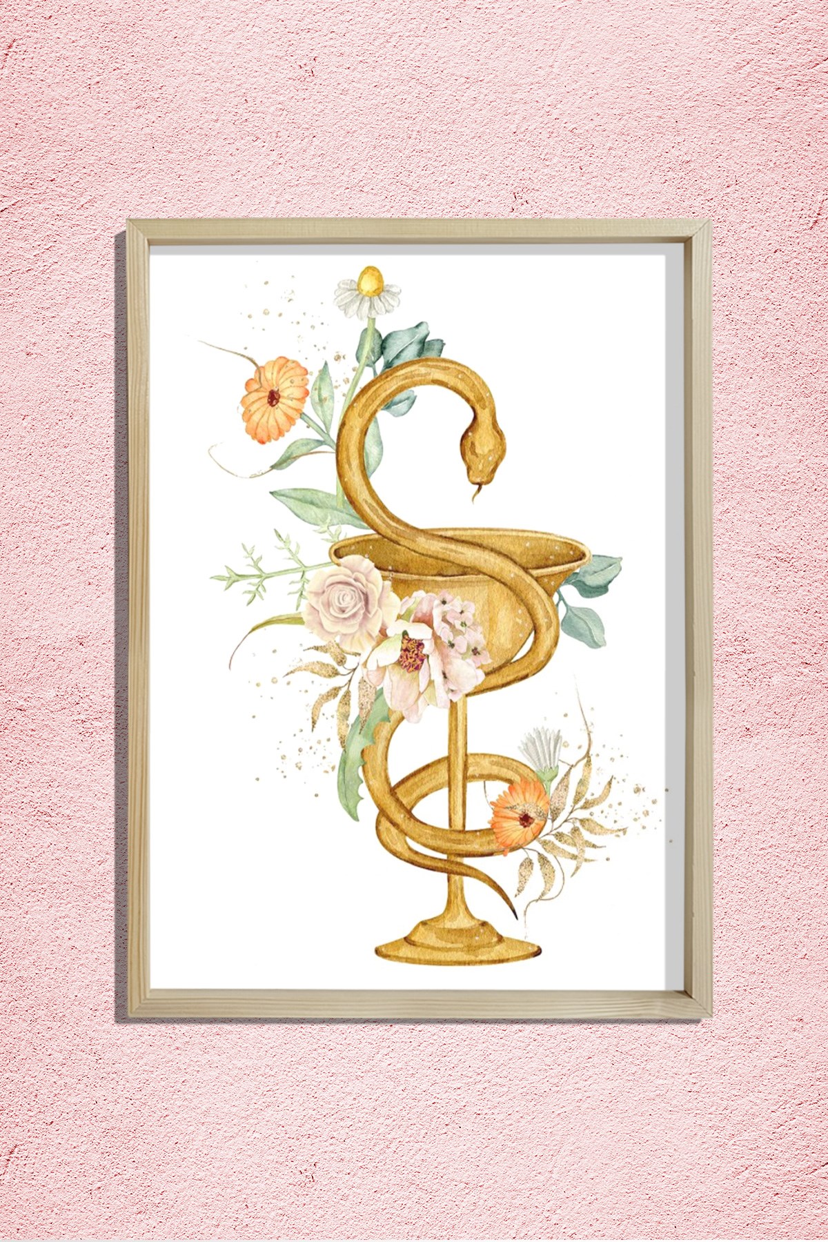 Vintage Eczane Sanatı, Kupa Yılanı Duvar Tablosu