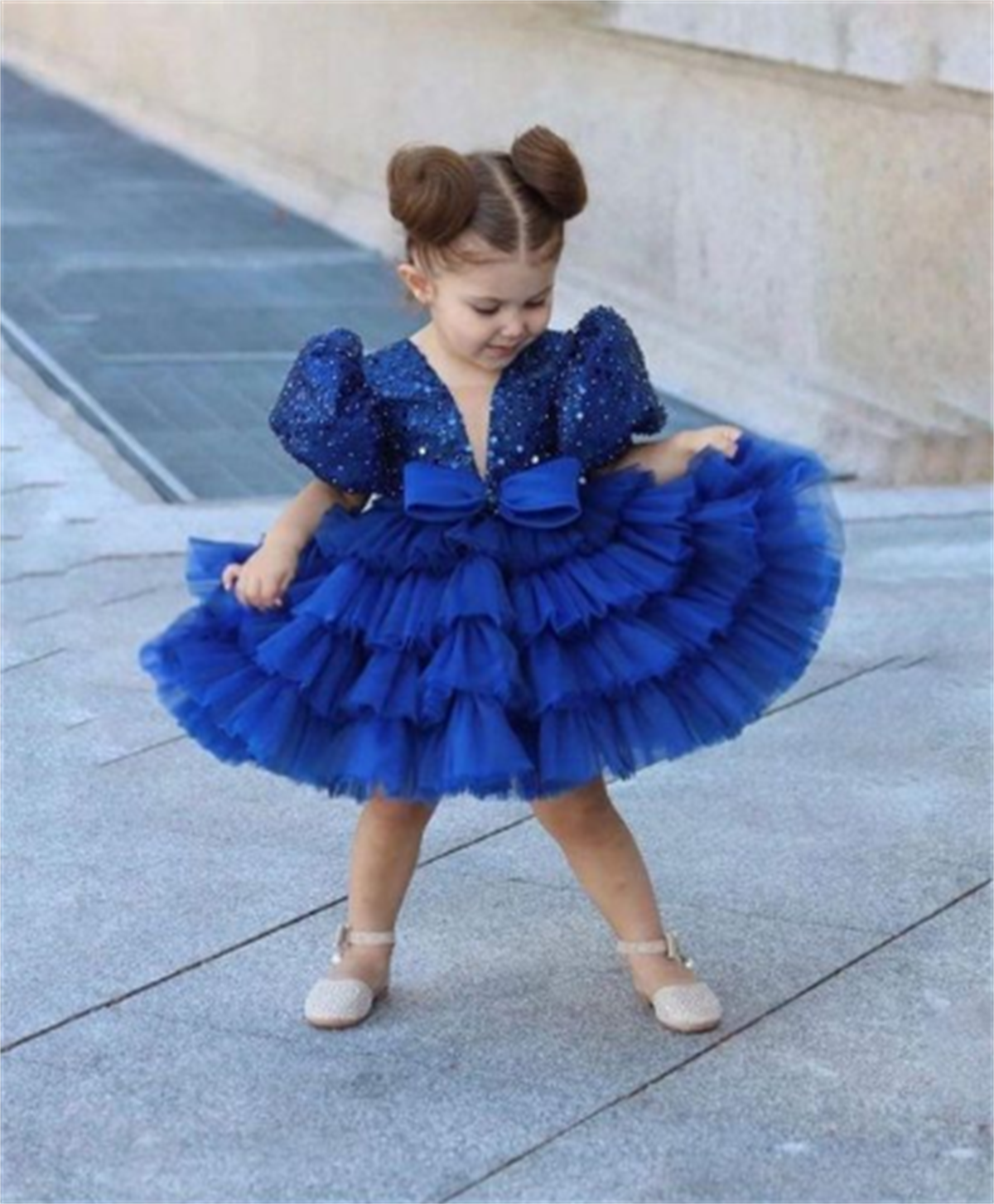 Margarita Mavi Kız Çocuk Elbise