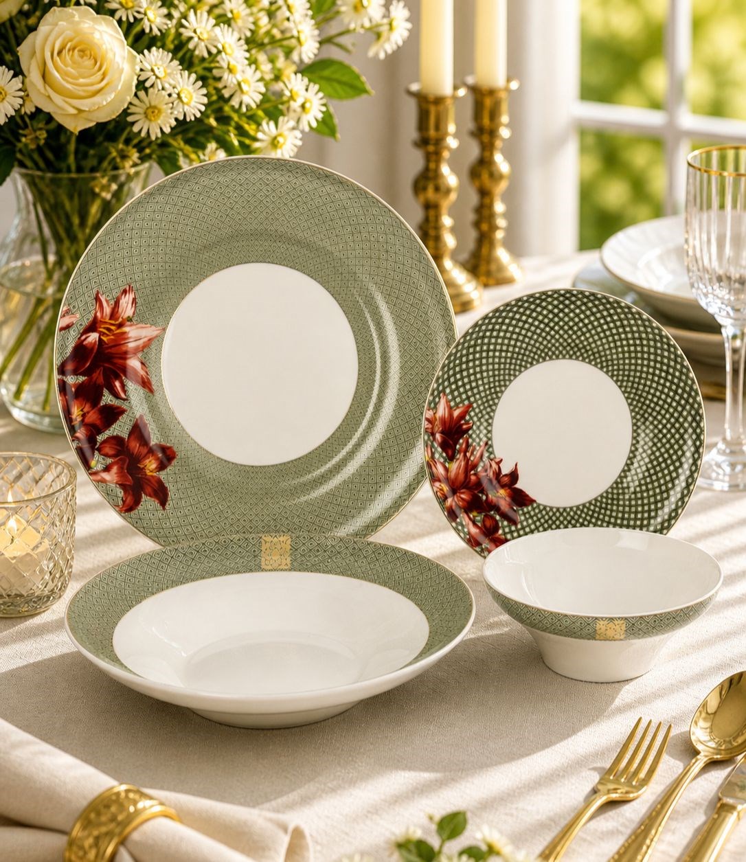 24 Parça Porselen Exotic Frame Yemek Takımı