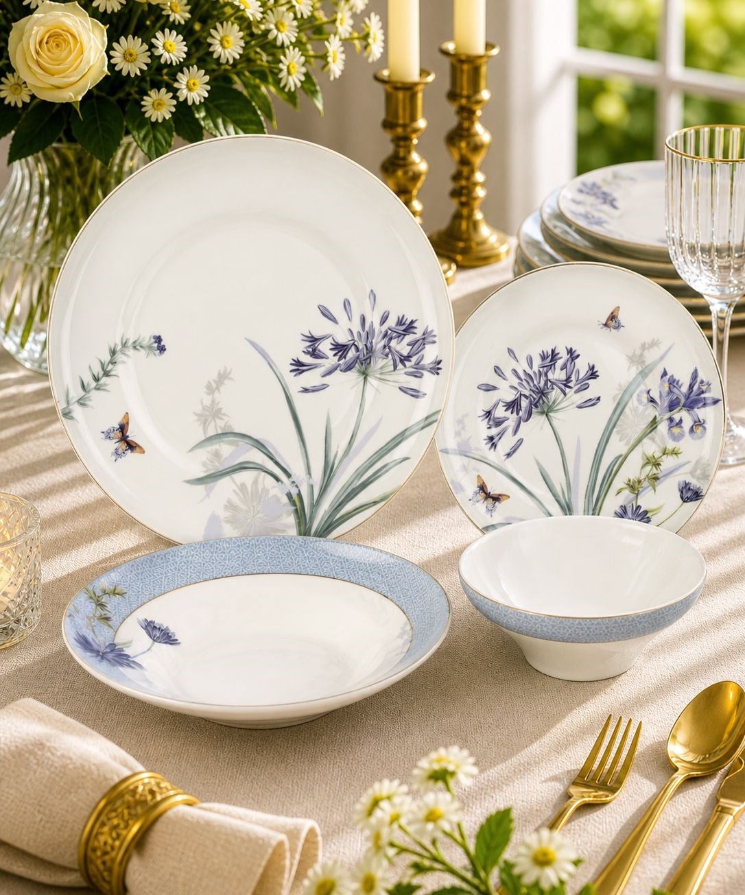 24 Parça Porselen Lavender Flutter  Yemek Takımı