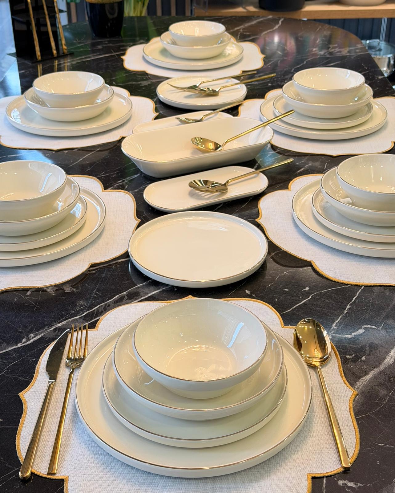 27 Parça Modern Pure Milenyum Gold Yemek Takımı