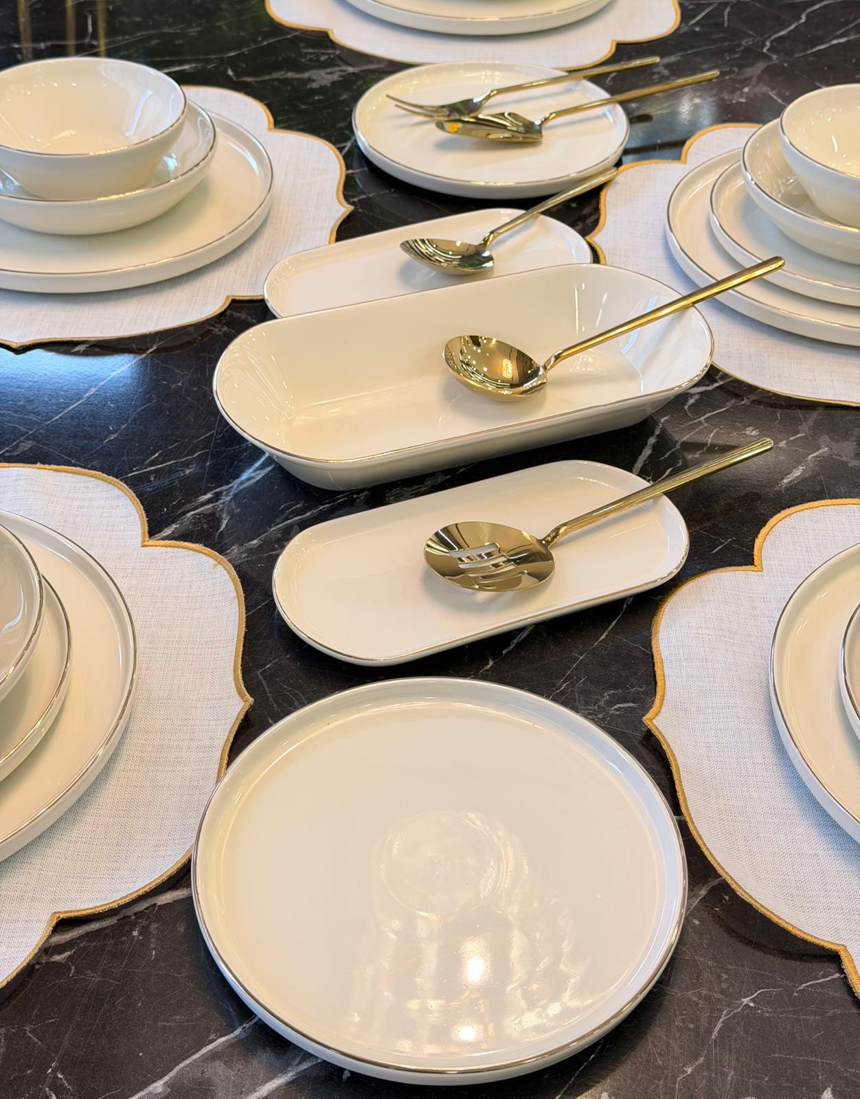 27 Parça Modern Pure Milenyum Gold Yemek Takımı