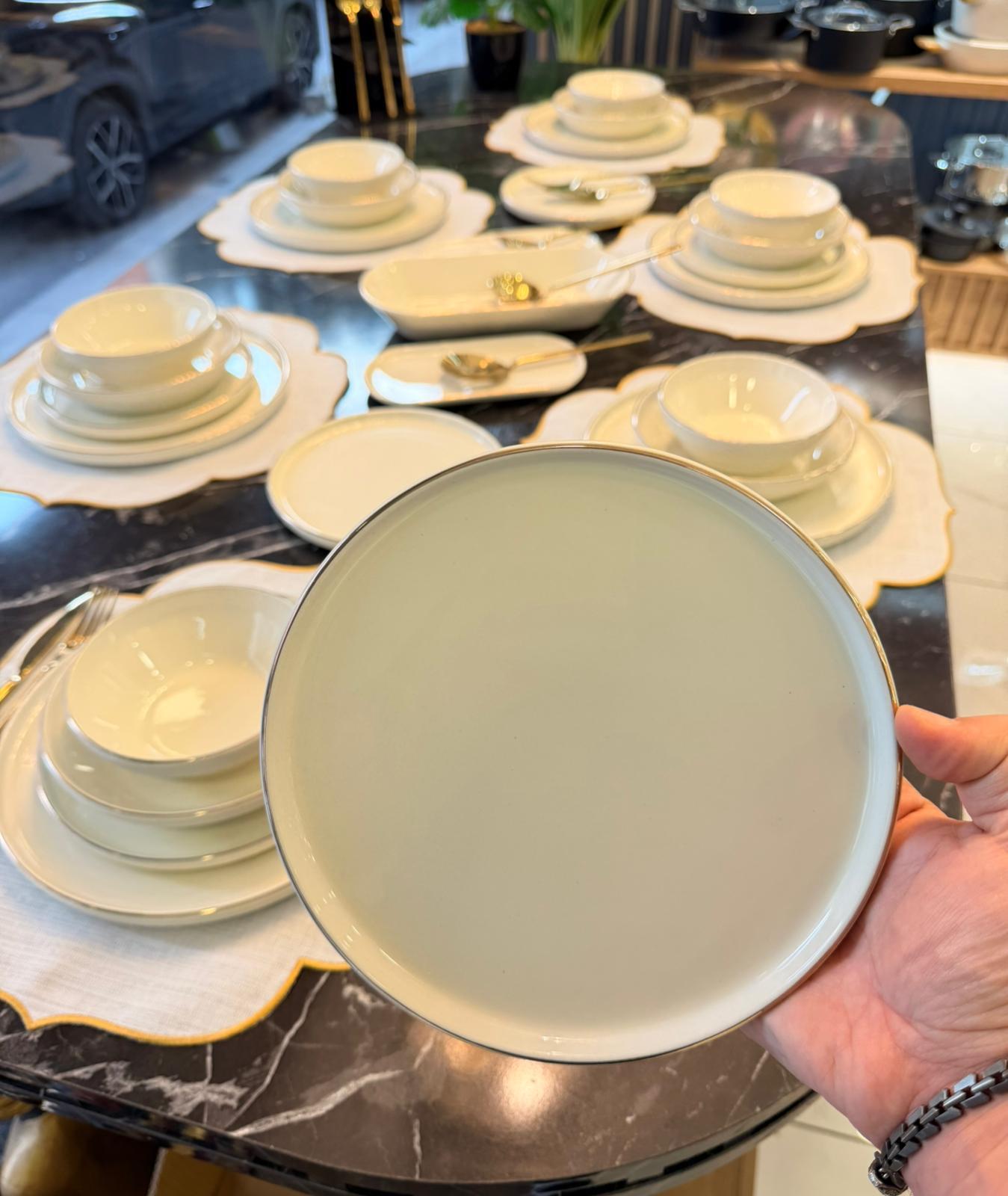 27 Parça Modern Pure Milenyum Gold Yemek Takımı