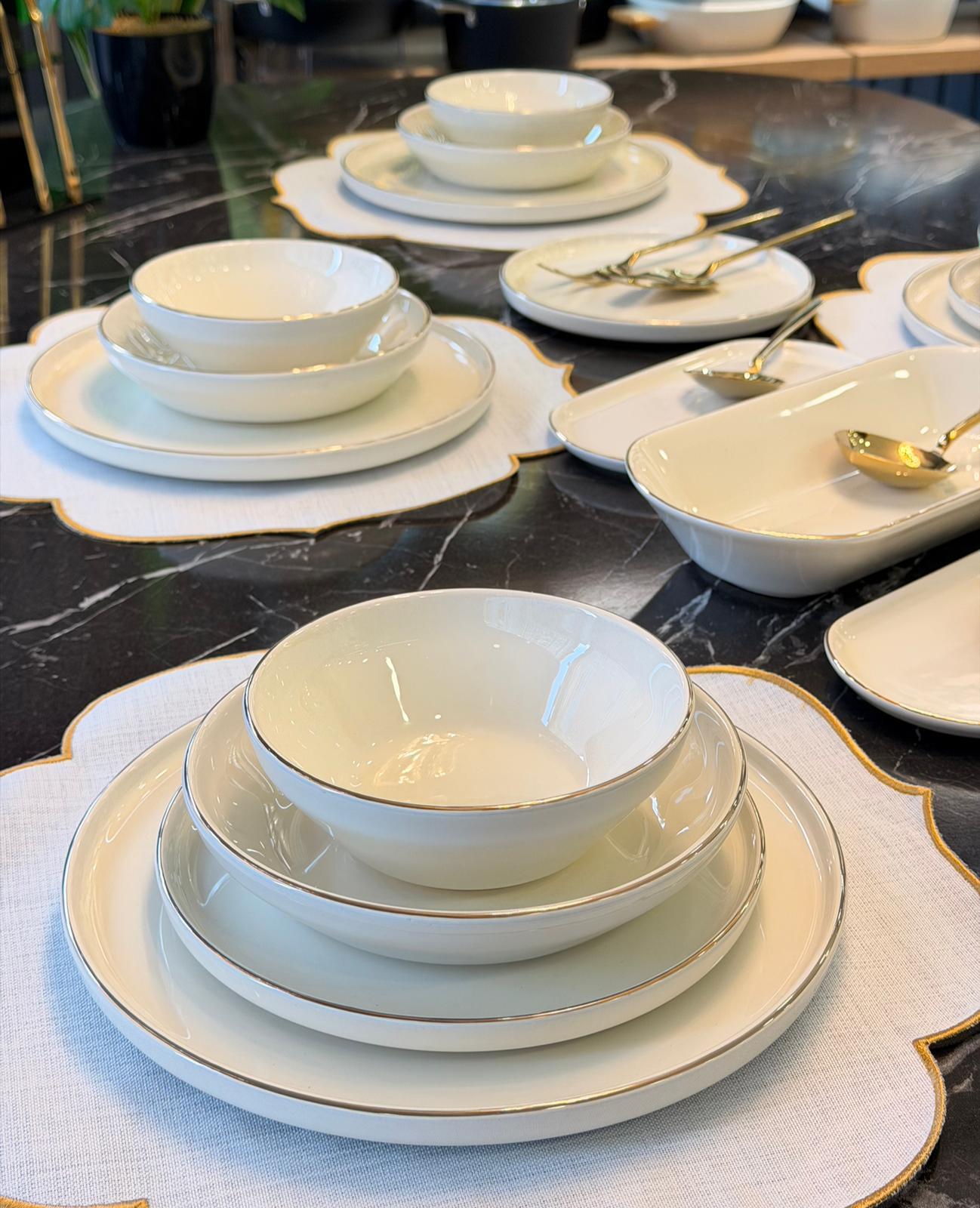 27 Parça Modern Pure Milenyum Gold Yemek Takımı