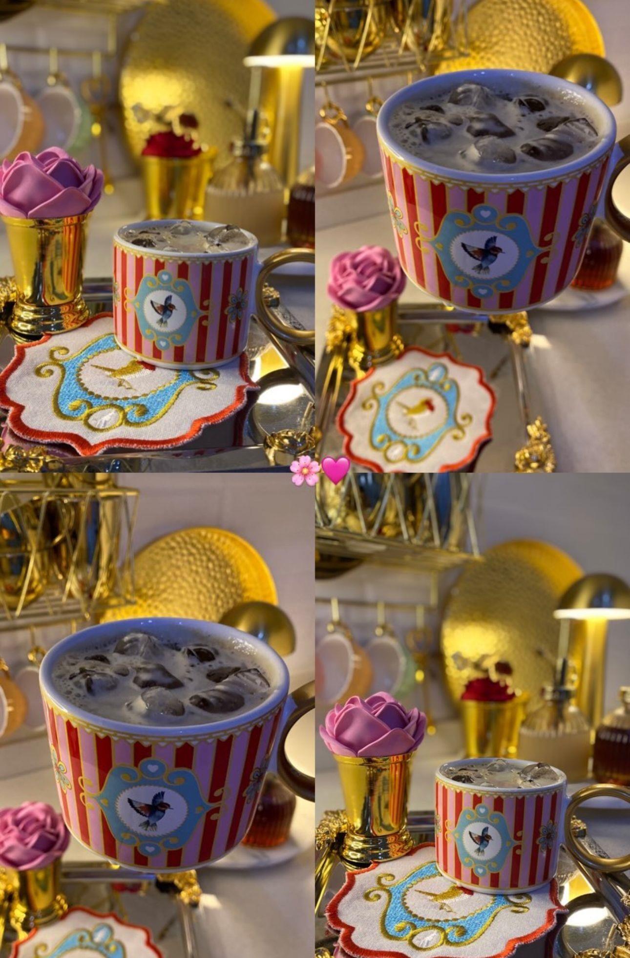 2li Lüks Piano Bird Pink Kupa