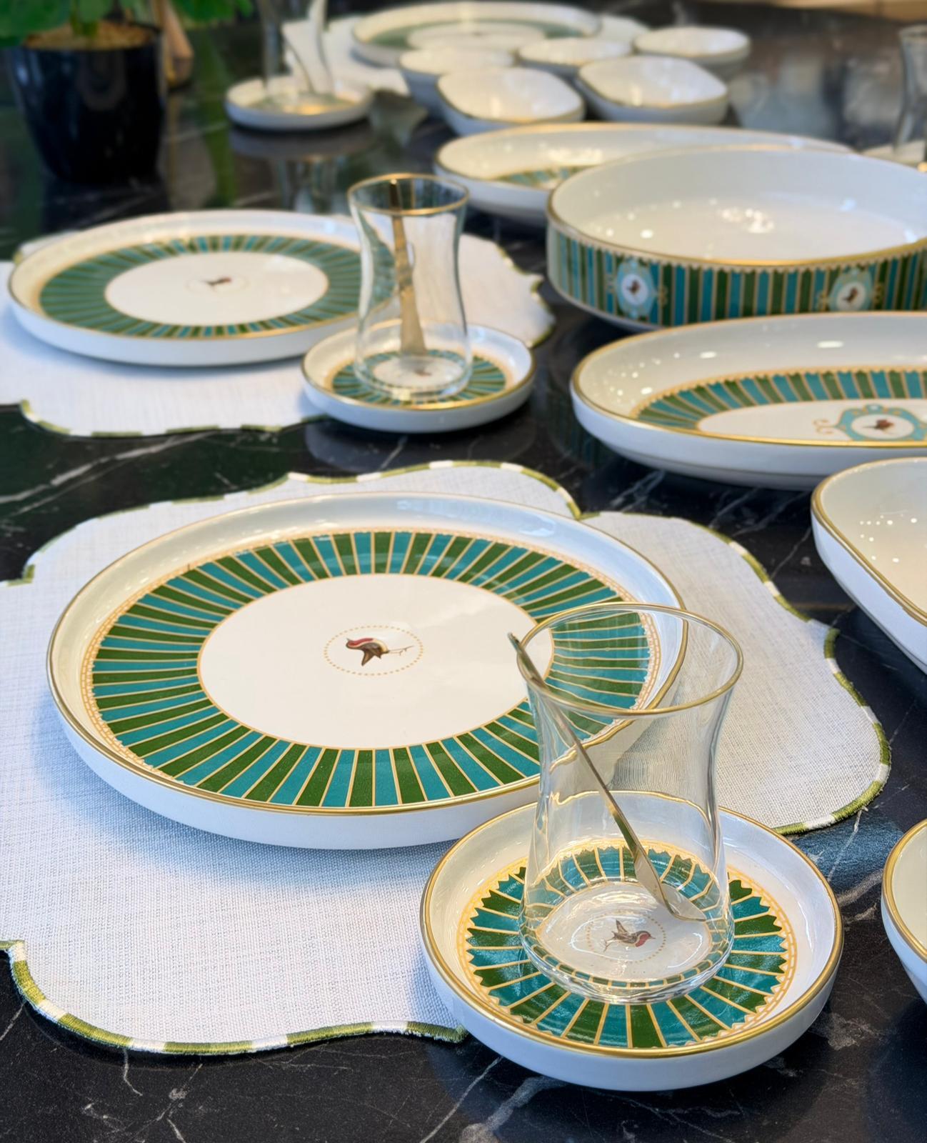37 Parça İstanbul Green Bird Kahvaltı Takımı