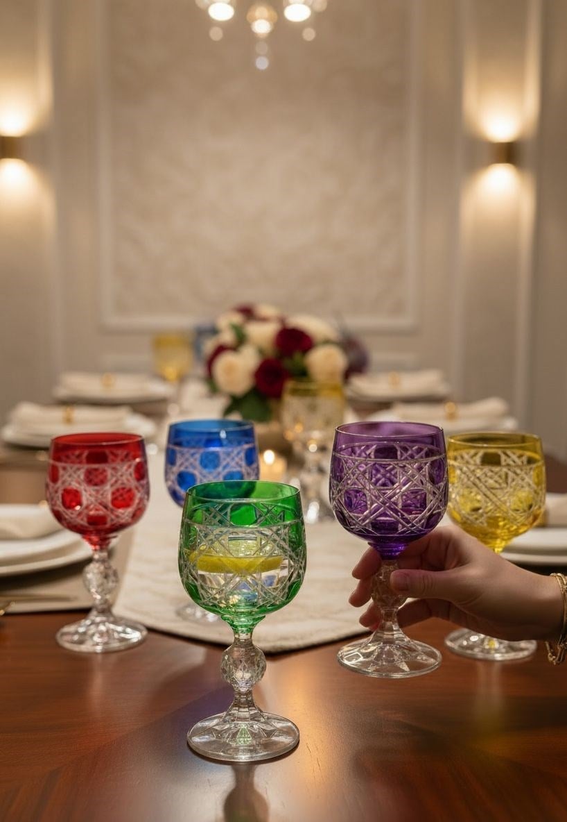 6'lı Bohemia Kristal Sterna Renkli Kahve Yanı Kadehi