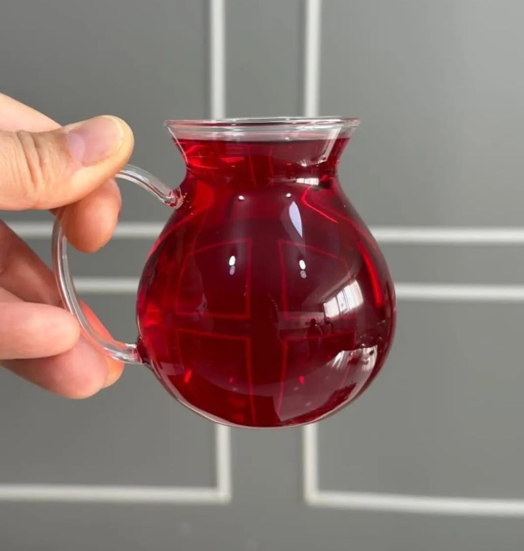 6lı Boroslikat Cam Keyif Çay Bardağı - Kulplu