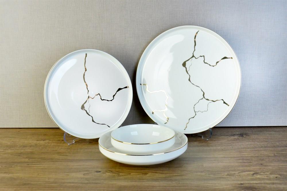 Sufii Modern 24 Parça 6 Kişilik Bone Yemek Takımı Mermer