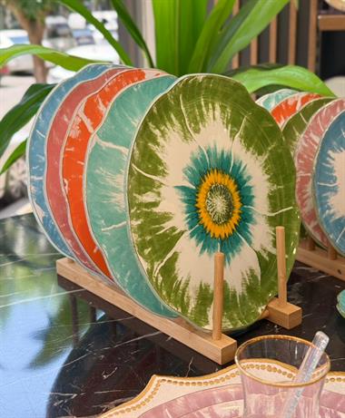  30 Parça Daisy Color Mix Servis Pasta Çay Takımı Gold