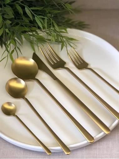  36 Parça Asil Çatal Kaşık Bıçak Çkb Seti Mat Gold