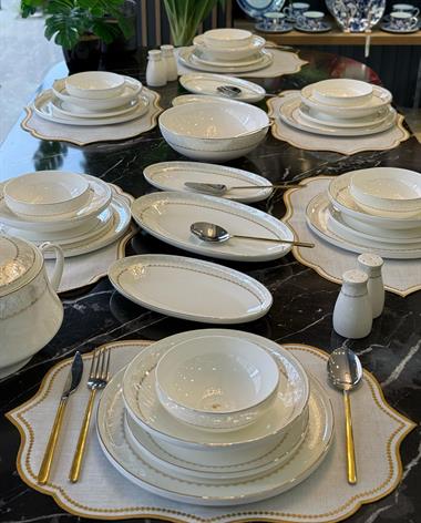  60 Parça Diamond 12 Kişilik Yemek Takımı Gold