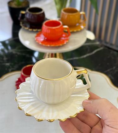  6lı Daisy Flora Kahve Fincanı Renkli