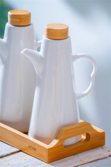  Pamira Bambu Standlı Yağlık & Sirkelik Seti