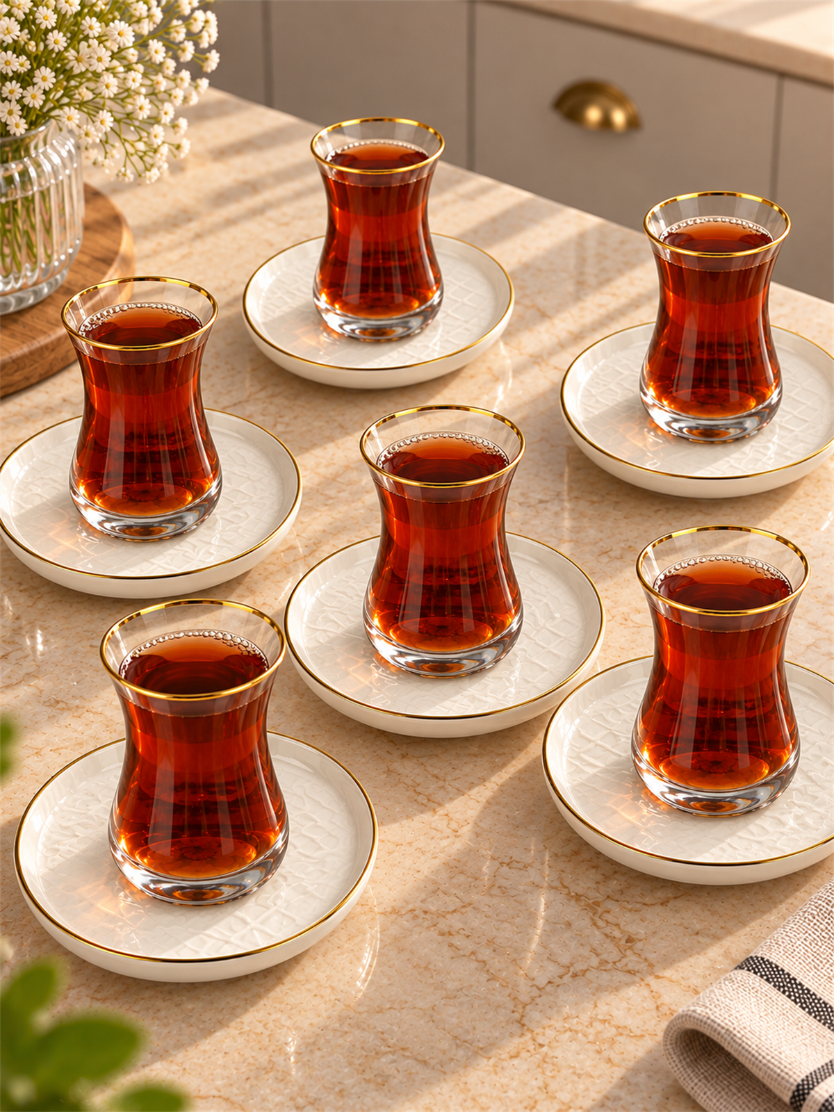 12 Parça 6 Kişilik Flower Çay Seti