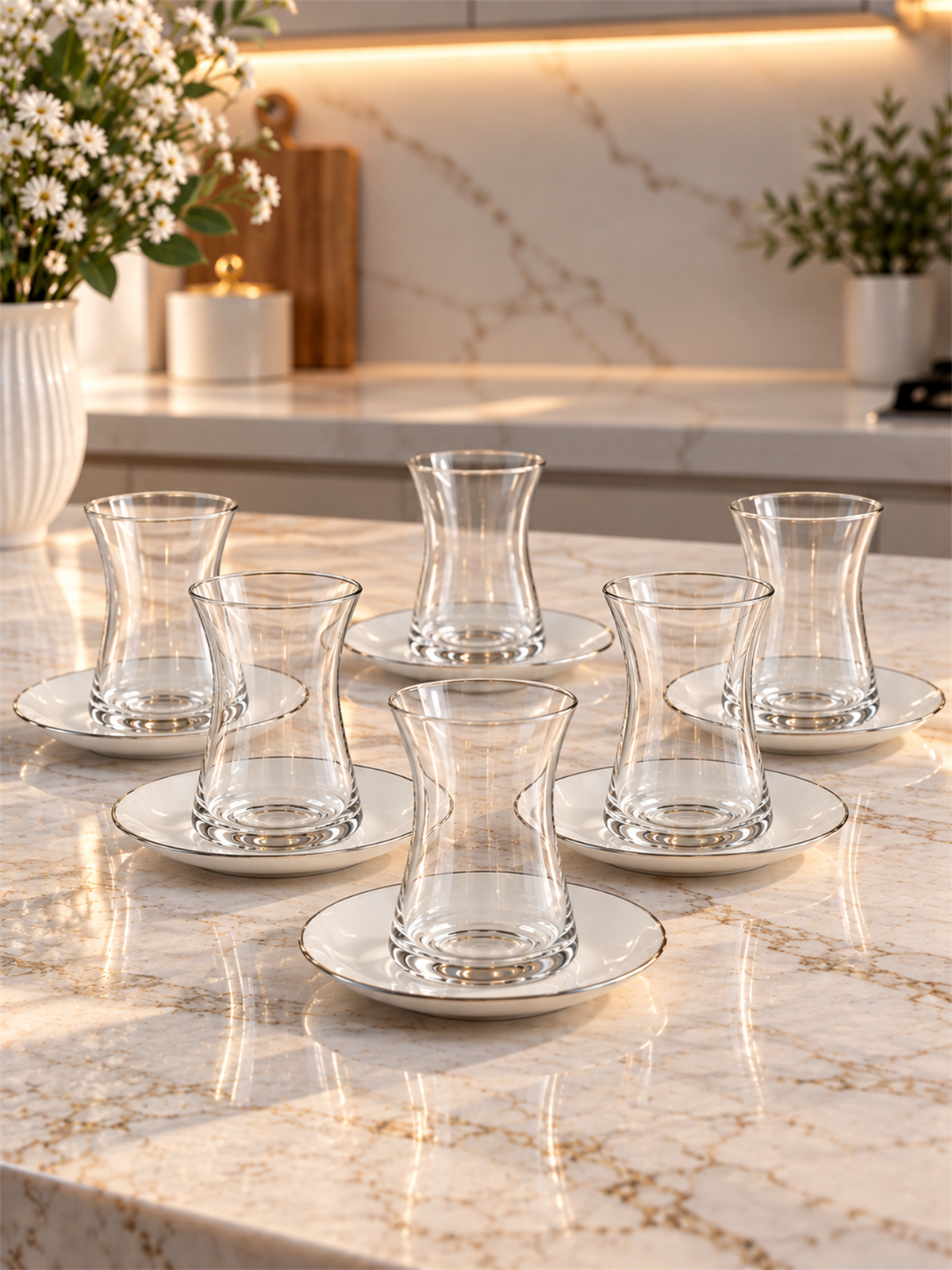 12 Parça 6 Kişilik Monvera Silver Çay Seti