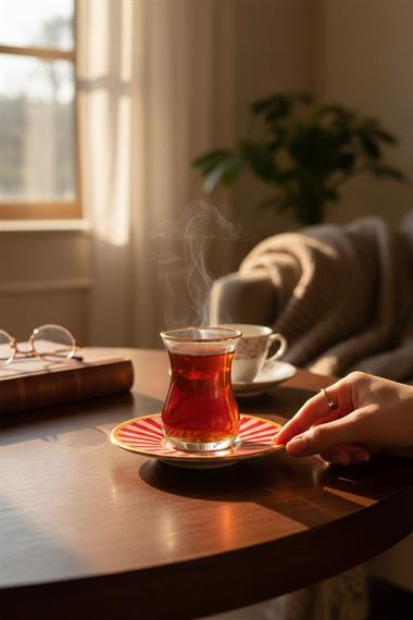 12 Parça Iwon Pink Bird Altın Yaldızlı 6 Kişilik Çay Takımı Seti