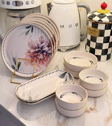 14 Parça Asya Charlotte Kahvaltı Takımı