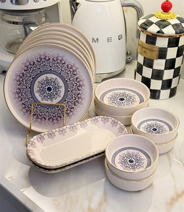 14 Parça Asya Purple Kahvaltı Takımı