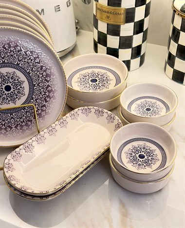 14 Parça Asya Purple Kahvaltı Takımı