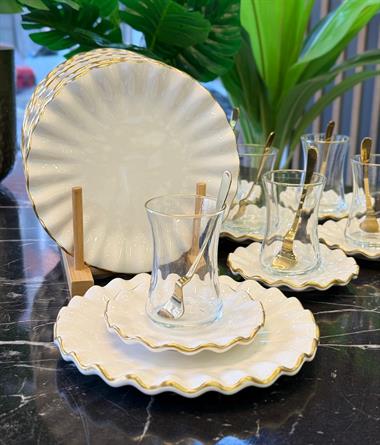 18 Parça Fold Pasta Çay Saati Seti Gold