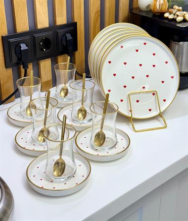 18 Parça Love Pasta Çay Saati Seti Gold