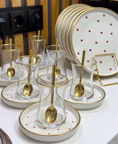 18 Parça Love Pasta Çay Saati Seti Gold