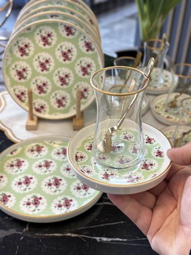 18 Parça Modern Mint Pasta Çay Saati Seti