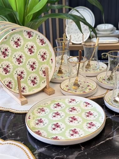 18 Parça Modern Mint Pasta Çay Saati Seti