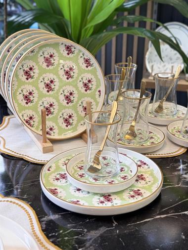 18 Parça Modern Mint Pasta Çay Saati Seti