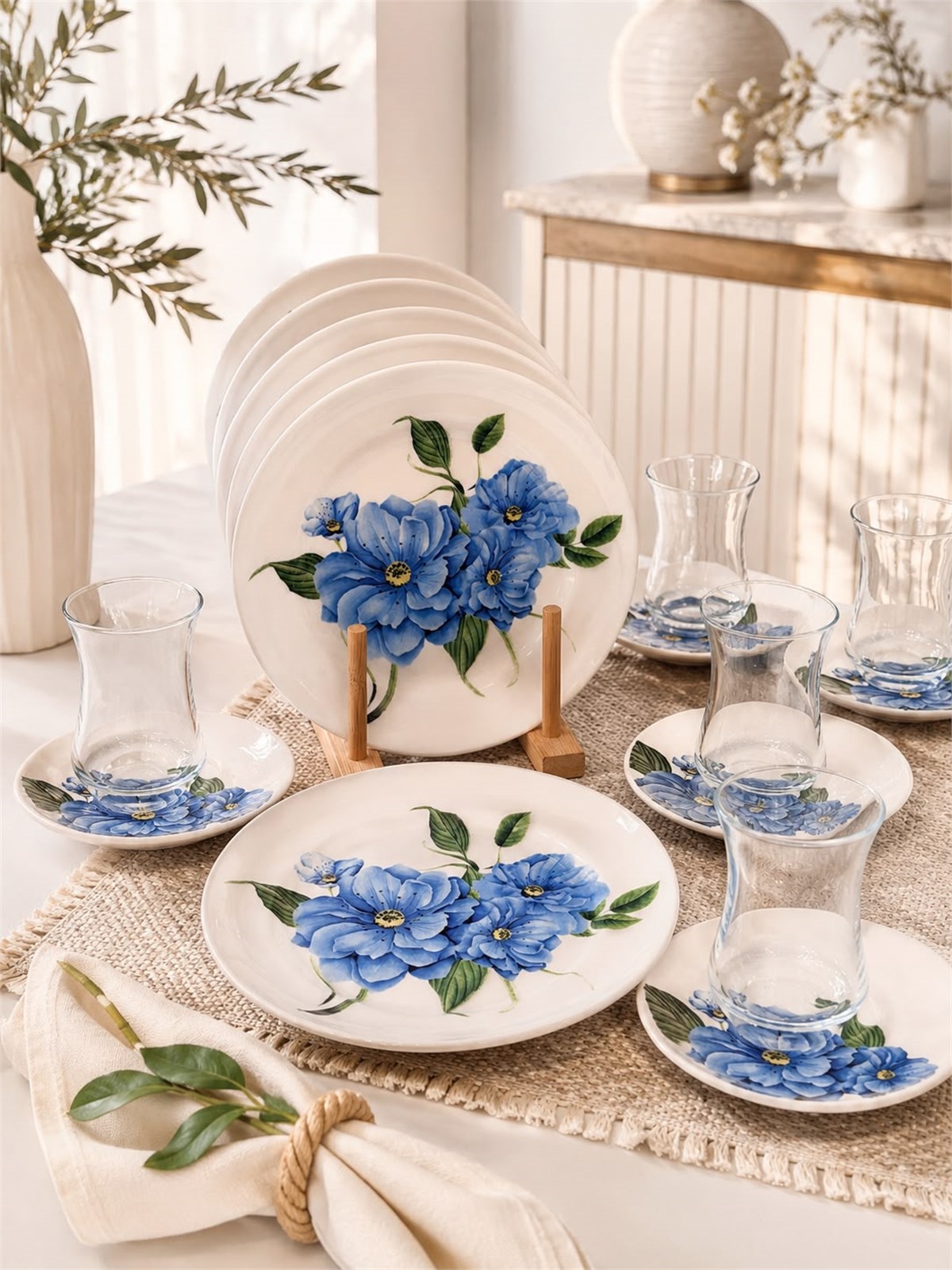 18 Parça Modern Ocean Pasta Çay Saati Seti