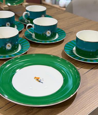 19 Parça Prilla Green Porselen Pasta Seti