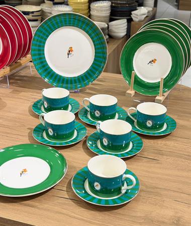 19 Parça Prilla Green Porselen Pasta Seti