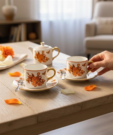 2 Kişilik Double Amber Mustard Bloom Kahve Fincanı