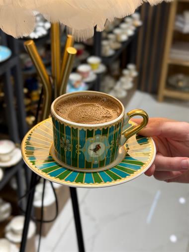 2 Kişilik Green Bird Double Kahve Fincanı