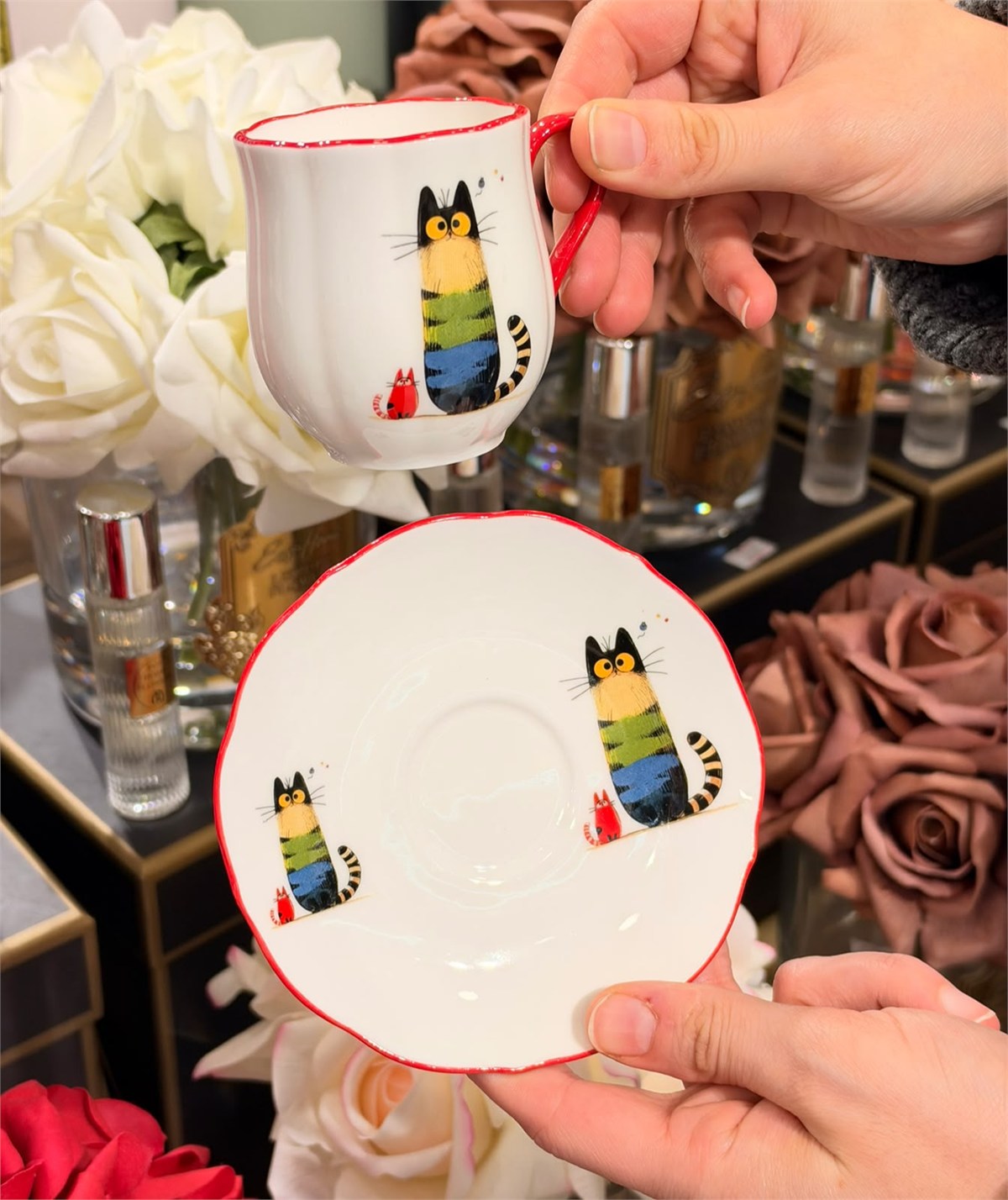 2 Kişilik Meow Porselen Kahve Fincanı Takımı 90 ml