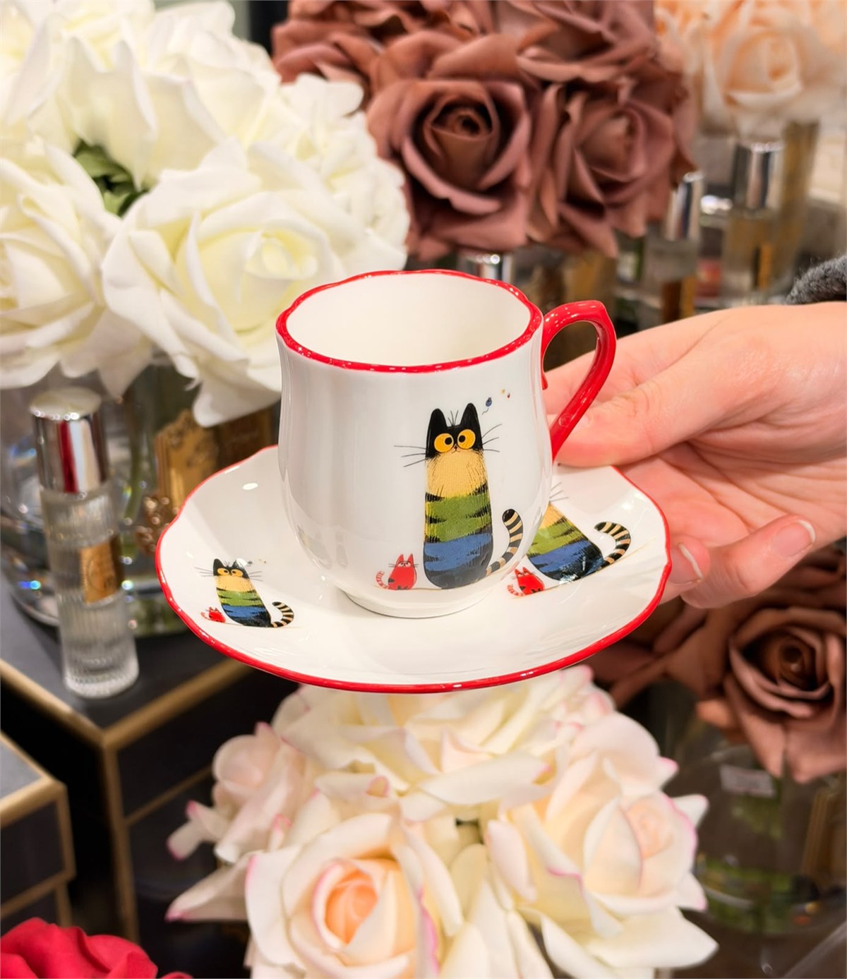 2 Kişilik Meow Porselen Kahve Fincanı Takımı 90 ml